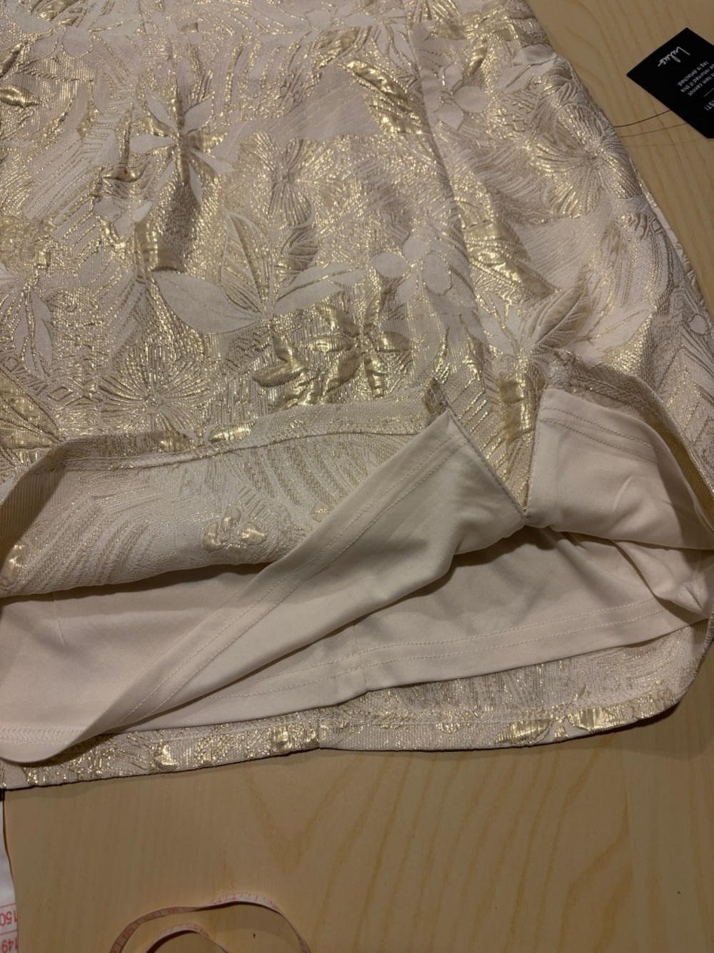 Lulu's Cream and Gold Leaf Mini Dress Size S - Picture 9 of 10